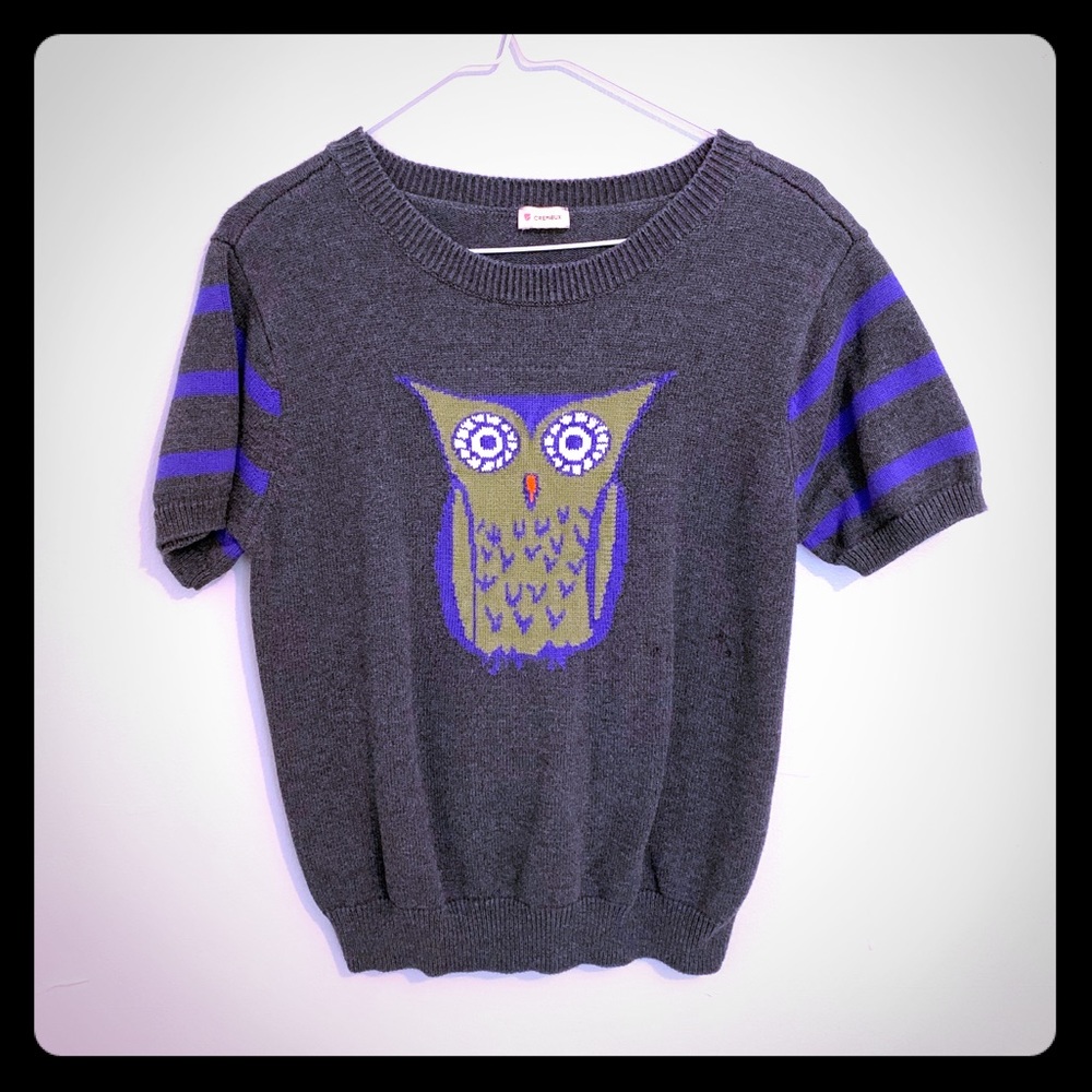 Short sleeve owl sweater